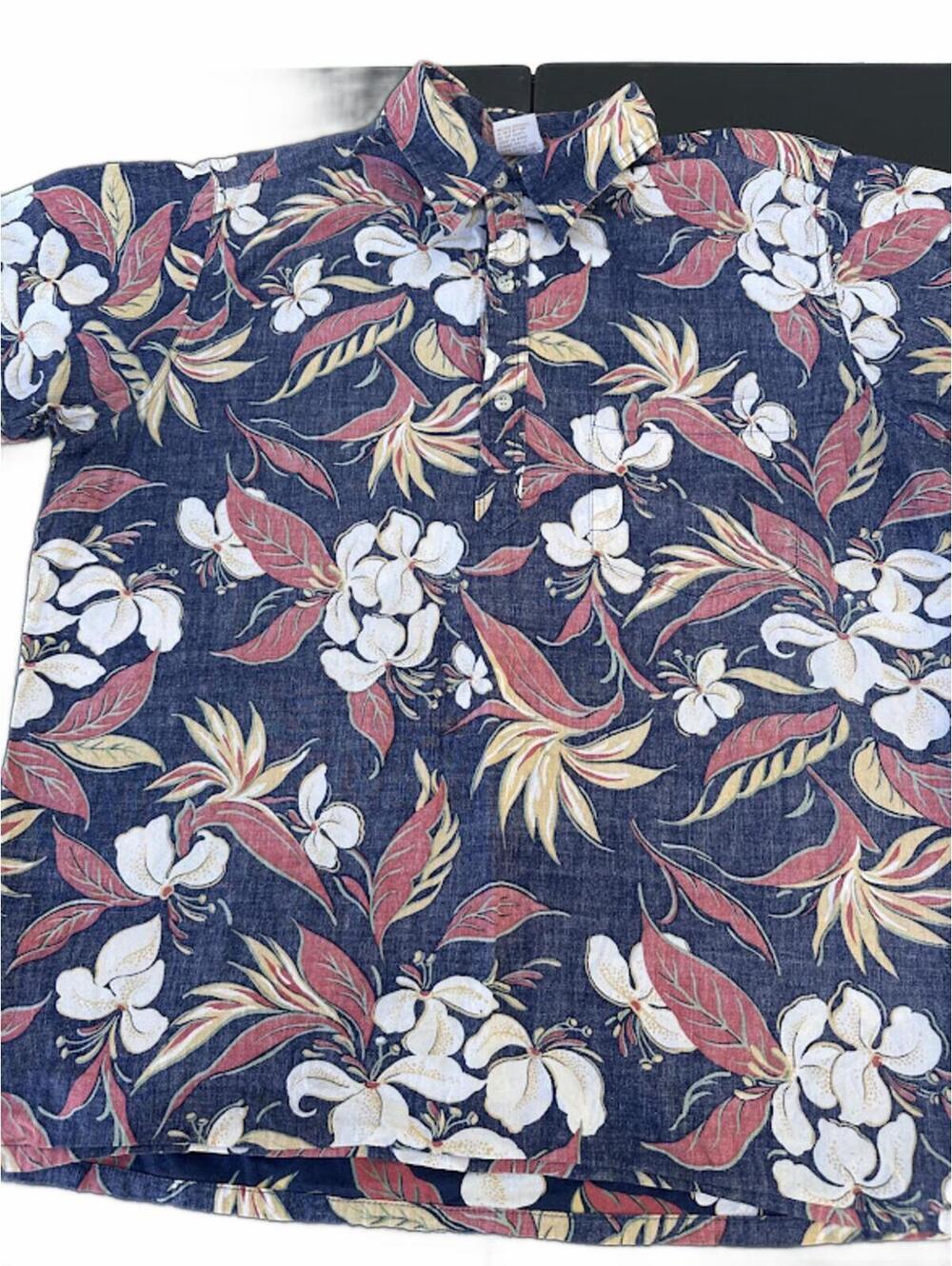 Go Barefoot Hawaiian Floral Aloha Shirt XL